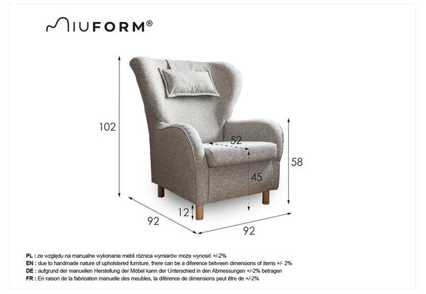 Miuf barna fülesfotel - Miuform