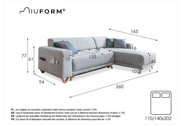 Bézs kinyitható-tárolóhelyes sarokkanapé Classy Sophie – Miuform