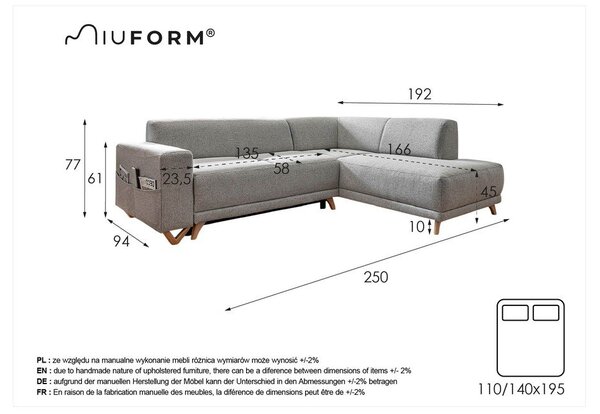 Barna kinyitható-tárolóhelyes sarokkanapé (jobb oldali-L alakú) Classy Sophie – Miuform