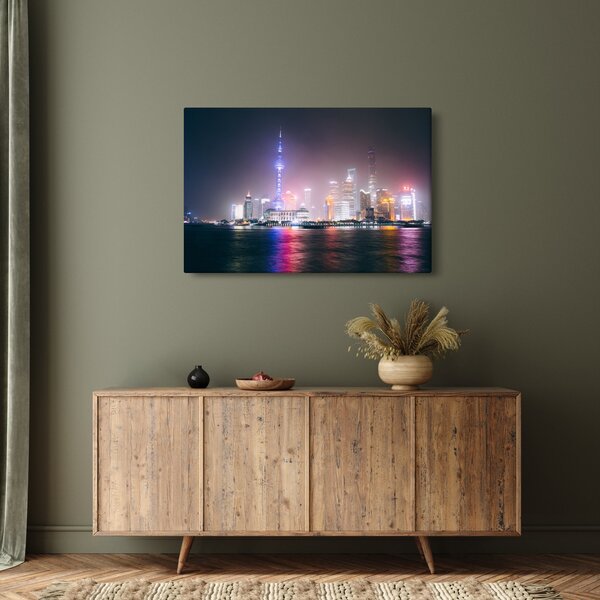 Éjszakai Shanghai képe (90x60 cm)