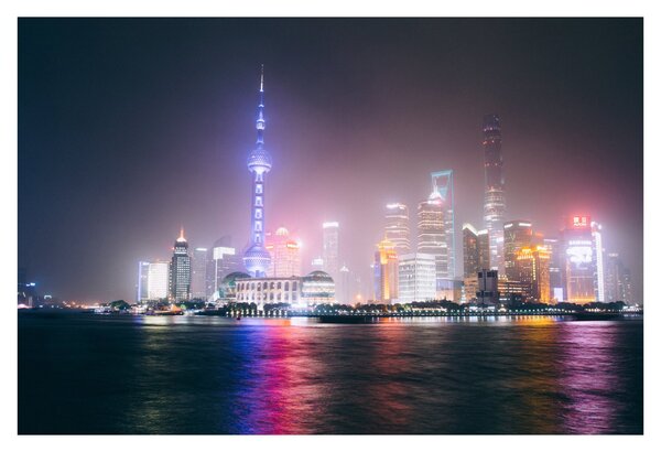 Éjszakai Shanghai képe (90x60 cm)