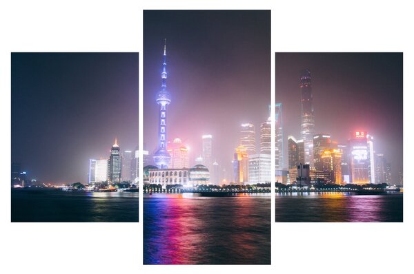 Éjszakai Shanghai képe (90x60 cm)