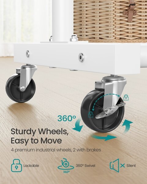 Cuier stander cu roti Pataye Alb 110x38x141.5 cm