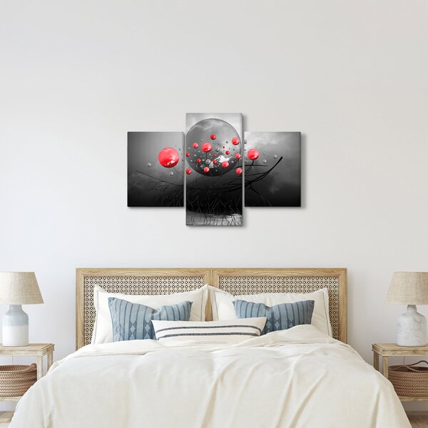 Piros absztrakt gömbök képe (90x60 cm)
