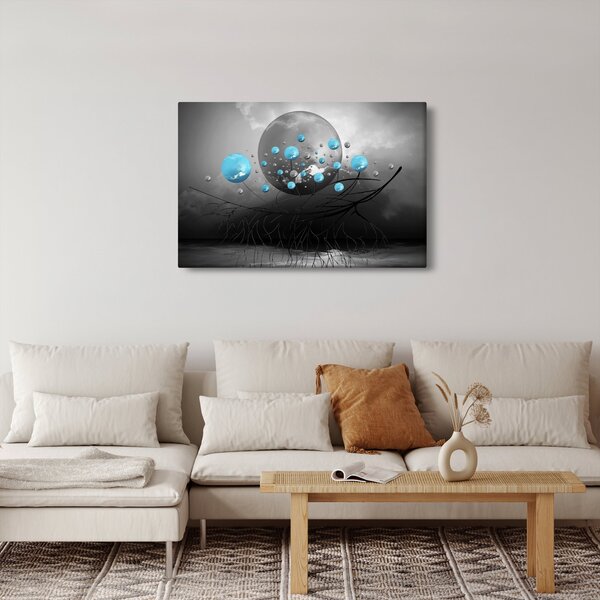 Kép- világos kék absztrakt gömbök (90x60 cm)