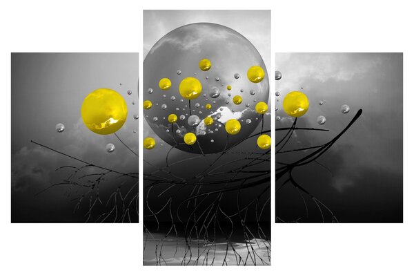 Kép- sárga absztrakt gömbök (90x60 cm)