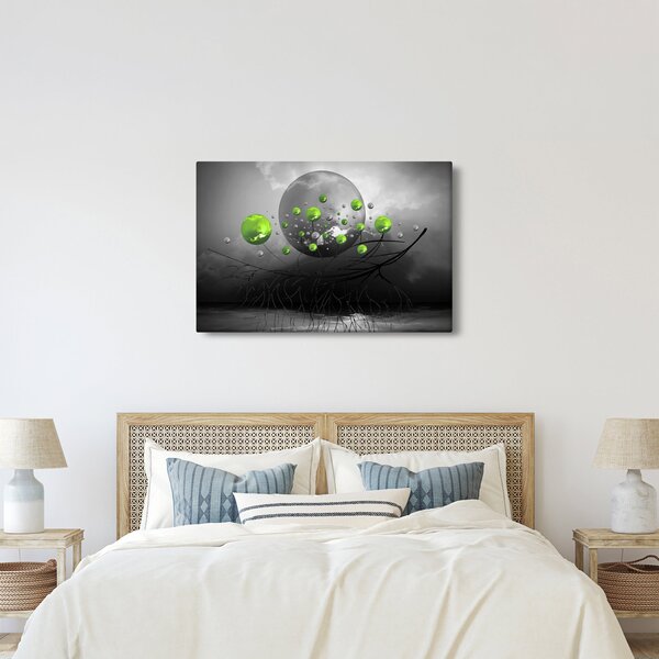Zöld absztrakt gömbök képe (90x60 cm)