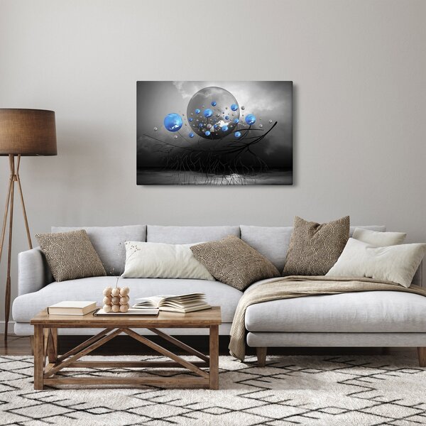 Kék absztrakt gömbök képe (90x60 cm)