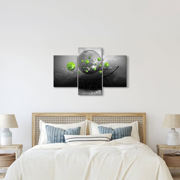 Zöld absztrakt gömbök képe (90x60 cm)