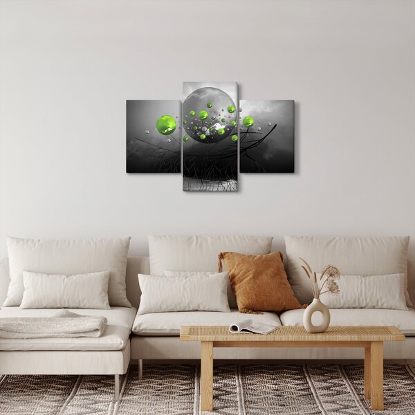 Zöld absztrakt gömbök képe (90x60 cm)
