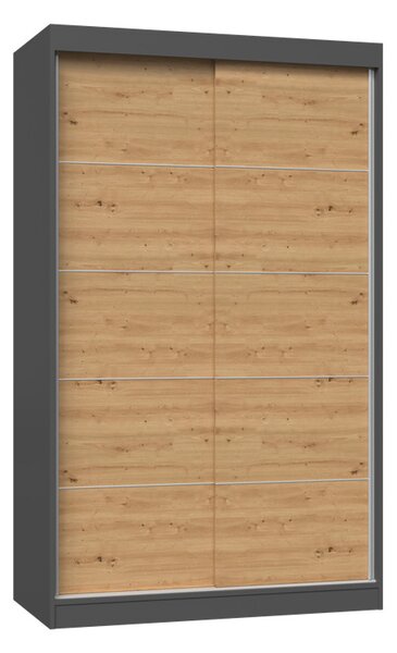 Aldabra IGA 120 C tolóajtós gardróbszekrény 120x61x200, díszcsíkos, antracit- tölgy
