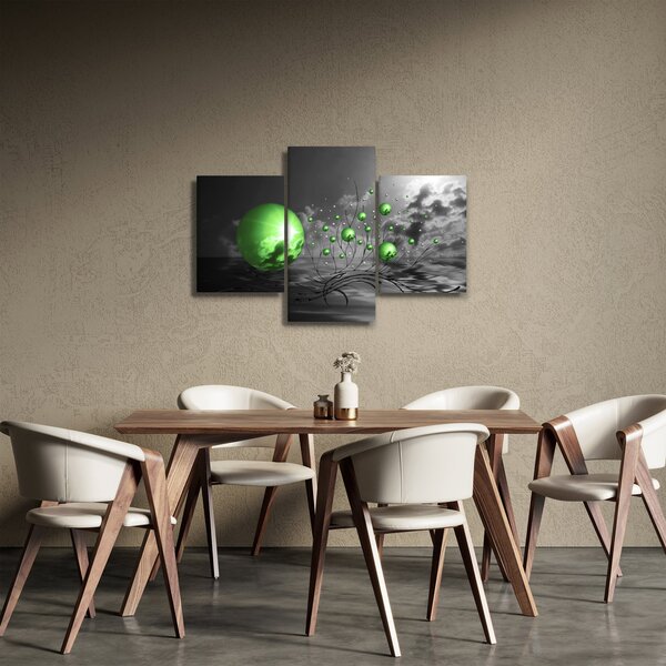 Zöld absztrakt gömbök képe (90x60 cm)