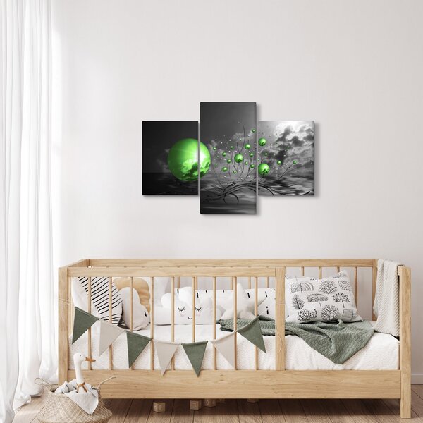 Zöld absztrakt gömbök képe (90x60 cm)