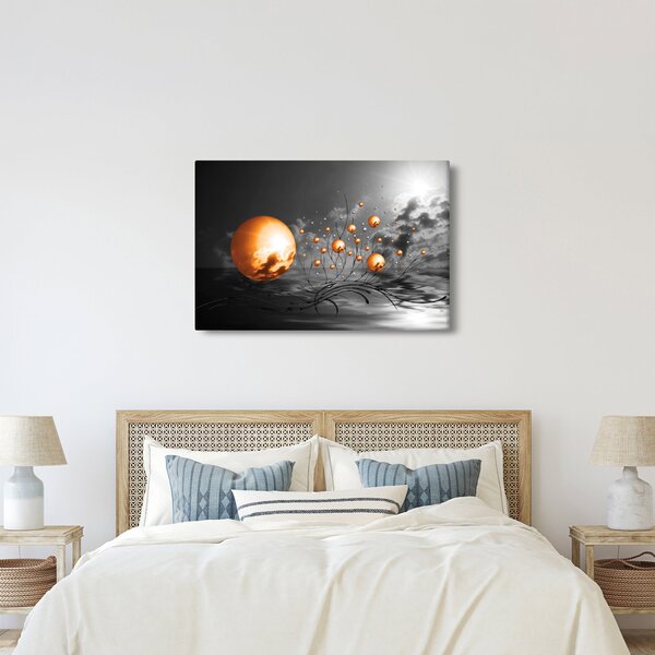 Narancssárga absztrakt gömbök képe (90x60 cm)