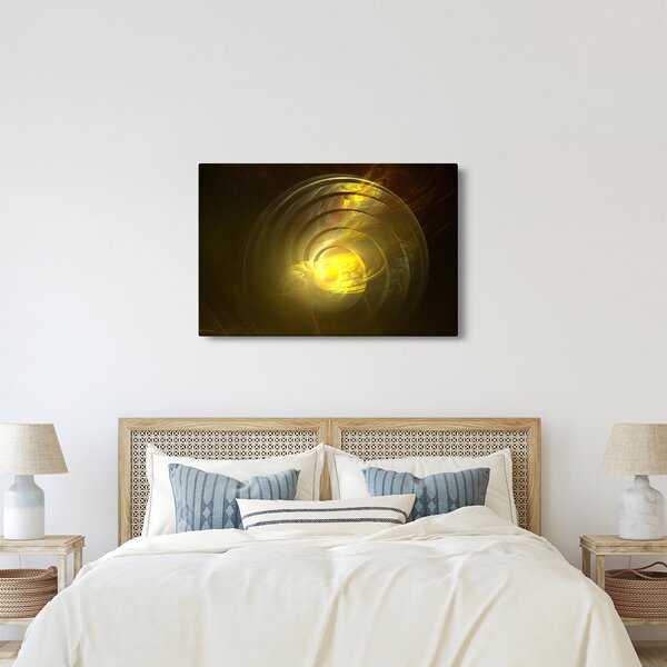 Sárga absztrakt spirál képe (90x60 cm)
