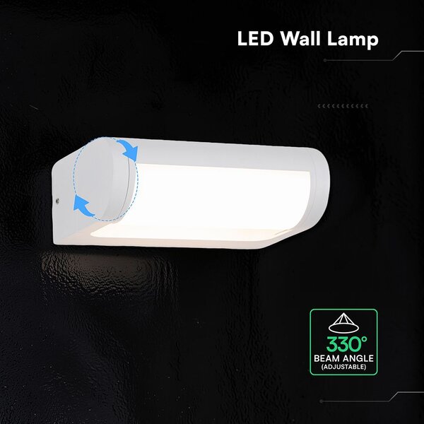 V-TAC CREE SMD LED kültéri, forgatható 10W fali lámpa, fehér házzal, meleg fehér - SKU 243426