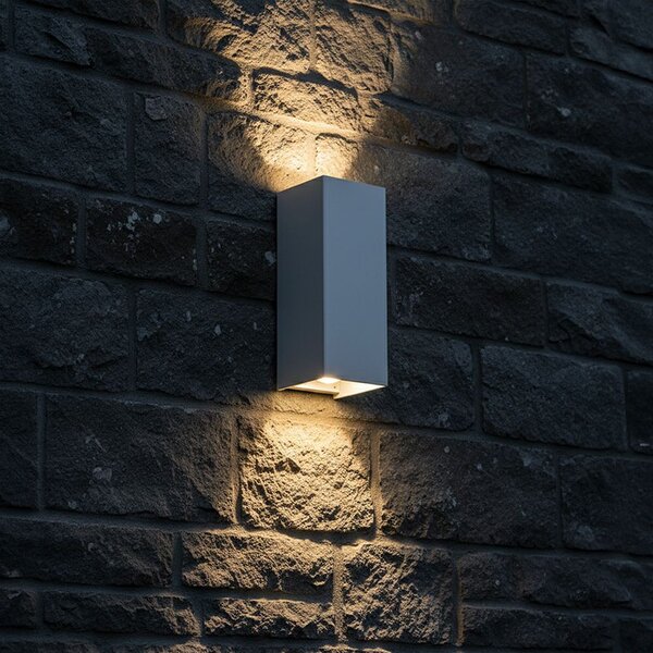 V-TAC kültéri, kétirányú szögletes 10W fehér fali LED lámpa, CCT - SKU 24345