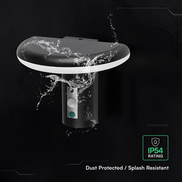 V-TAC 2W napelemes LED fali lámpa PIR szenzorral, IP54, meleg fehér - SKU 24365