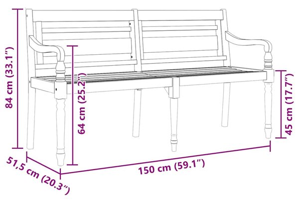 Tömör tíkfa Batavia pad 150 cm