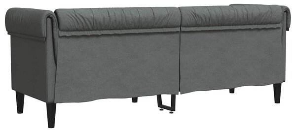 Sötétszürke 3 személyes szövet Chesterfield kanapé