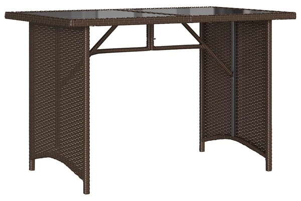 Barna polyrattan üveglapos kerti asztal 110x68x70 cm