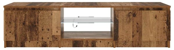 Antik fa színű szerelt fa TV-szekrény LED-ekkel 140x40x36 cm