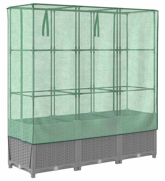 Rattan megjelenésű magaságyás melegháztakaróval 120x40x138 cm