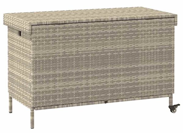 Kerti tároló doboz kerekekkel világosszürke 110x55x73 cm