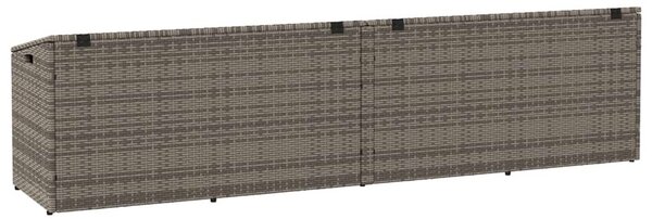 Szürke polyrattan kerti tárolóláda 220x50x58 cm