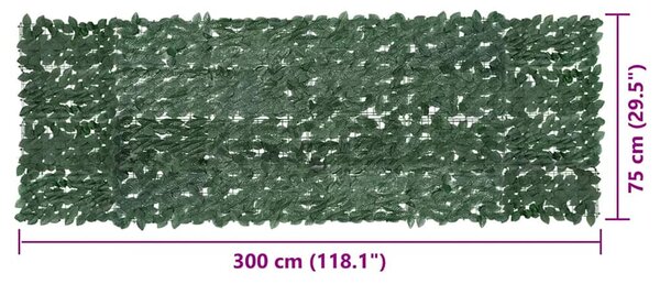 Sötétzöld leveles erkélyparaván 300 x 100 cm