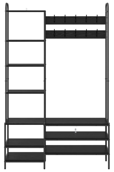 VidaXL Kabátállvány cipőpaddal Fekete Tölgy 120,5 x 34 x 190 cm