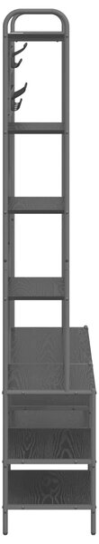 VidaXL Kabátállvány cipőpaddal Fekete Tölgy 120,5 x 34 x 190 cm