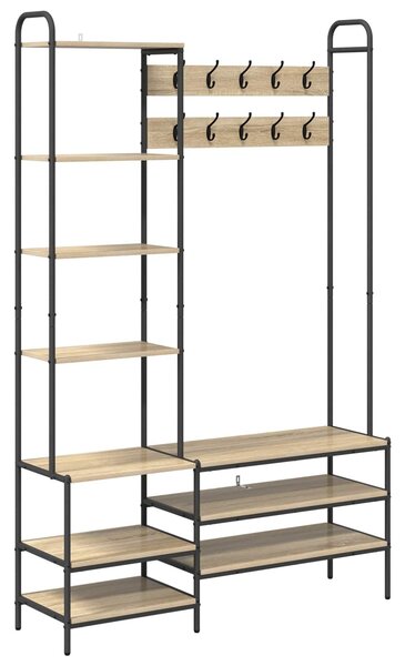 VidaXL Kabátállvány cipőpaddal Sonoma Tölgy 120,5 x 34 x 190 cm