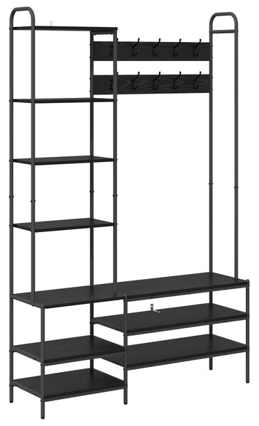 VidaXL Kabátállvány cipőpaddal Fekete Tölgy 120,5 x 34 x 190 cm