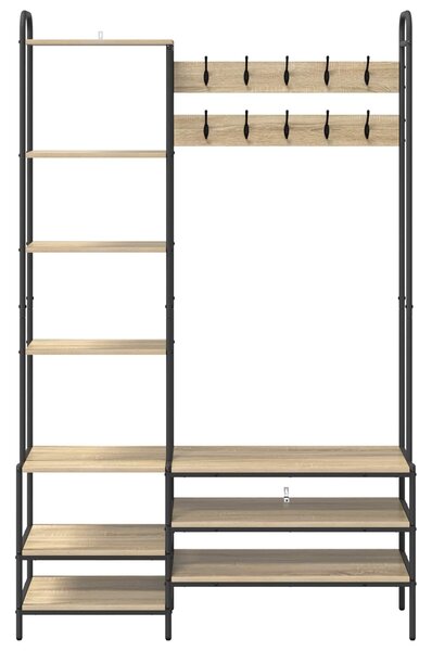 VidaXL Kabátállvány cipőpaddal Sonoma Tölgy 120,5 x 34 x 190 cm