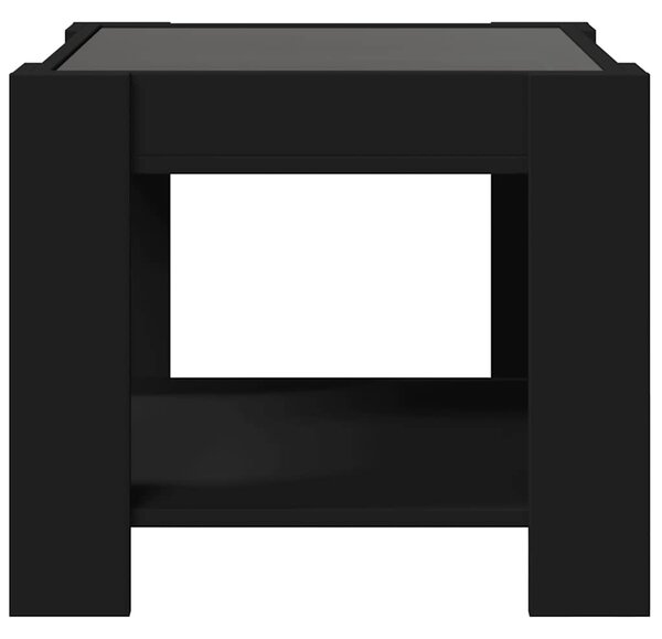 Fekete szerelt fa dohányzóasztal LED-del 53 x 53 x 45 cm