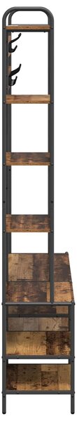 VidaXL Kabátállvány cipőpaddal Antik Fa 120,5 x 34 x 190 cm Szerelt Fa