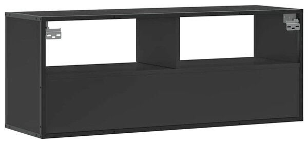 Fekete szerelt fa és fém TV-szekrény 100x31x39,5 cm
