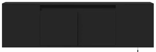 Fekete fali TV-szekrény LED-világítással 135x31x39,5 cm