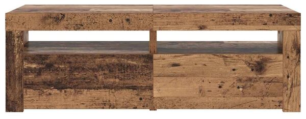 Antik fa színű szerelt fa TV-szekrény LED-ekkel 120x35x40 cm
