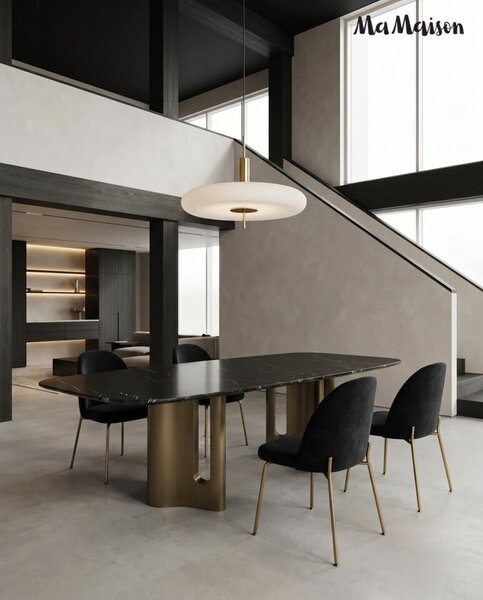MaMaison Essenza Étkezőasztal Márvány Fekete-Arany Luxus Design