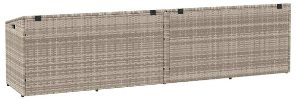 Világosszürke polyrattan kerti tárolóláda 220x50x58 cm