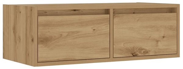 Kézműves tölgy színű TV-szekrény LED-lámpákkal 75x35,5x25 cm