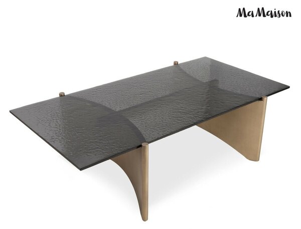 MaMaison Manta Dohányzóasztal Edzett Üveg Fekete-Arany 130 cm