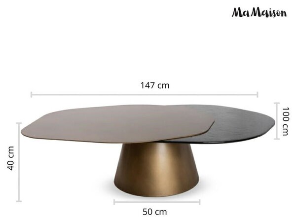 MaMaison Orfeo 145 Dohányzóasztal Arany-Fekete Kontrasztos Design
