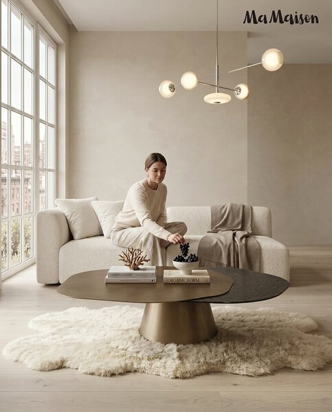 MaMaison Orfeo 145 Dohányzóasztal Arany-Fekete Kontrasztos Design