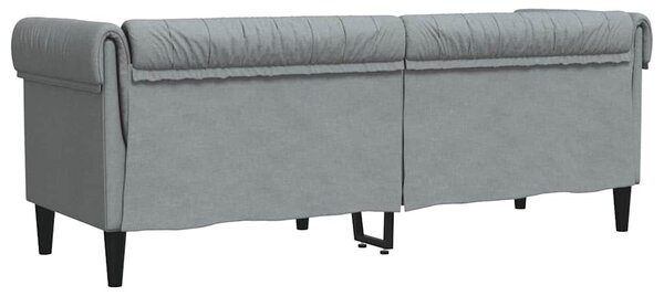 Világosszürke 3 személyes szövet Chesterfield kanapé