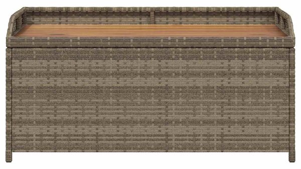 Szürke polyrattan és akácfa tárolópad 100 x 50 x 52 cm
