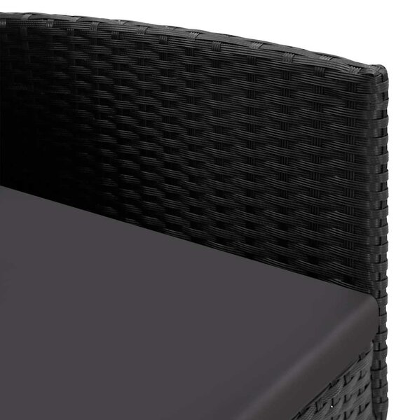 2 db fekete polyrattan kerti szék fekete párnákkal