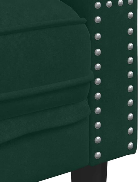 2 részes sötétzöld bársony Chesterfield kanapészett párnákkal